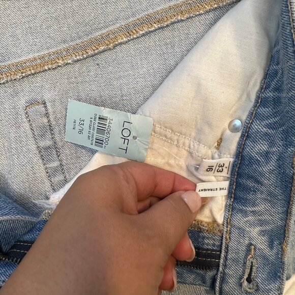Loft High Rise Straight Jeans in Authentic Vintage Mid Wash 33P/16S - NEW - Picture 8 of 9